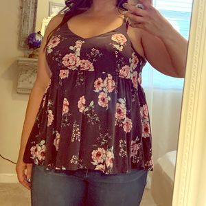 Torrid Babydoll floral top with adjustable straps